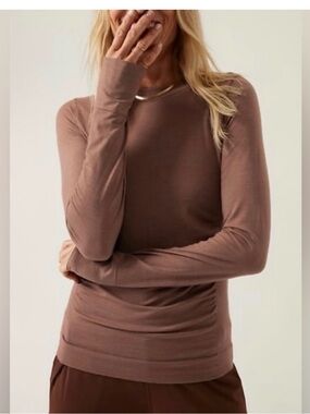 Athleta Foresthill Ascent Seamless Merino Wool Blend Long Sleeve Top Large